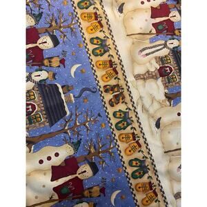 Vintage DEBBIE MUMMS Country Whimsy Cotton Fabric BTHY Border Snowman Print NOS